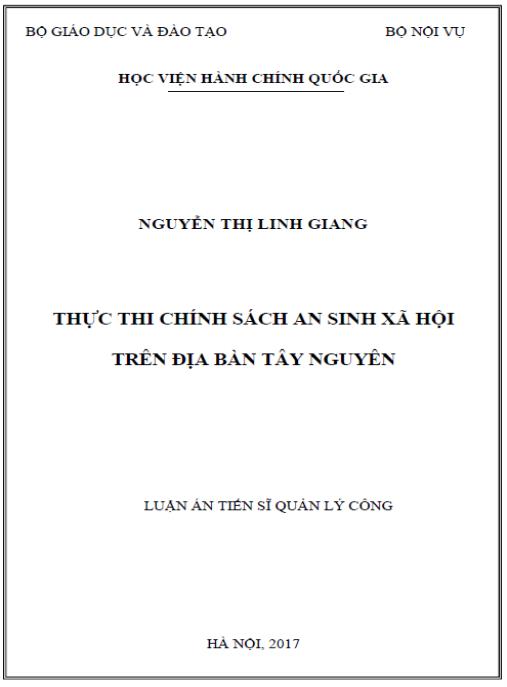 Luận án Thực thi chính sách an sinh xã hội trên địa bàn Tây Nguyên