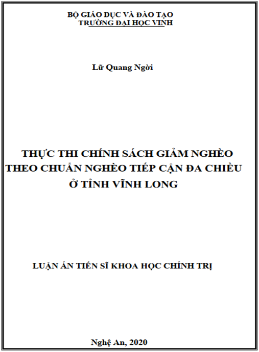 Luận án Thực thi chính sách giảm nghèo theo chuẩn nghèo tiếp cận đa chiều ở tỉnh Vĩnh Long