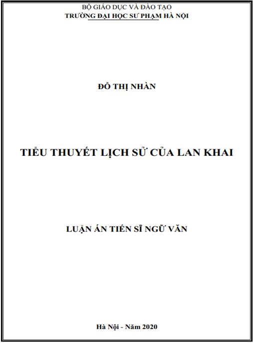 Luận án Tiểu thuyết lịch sử của Lan Khai