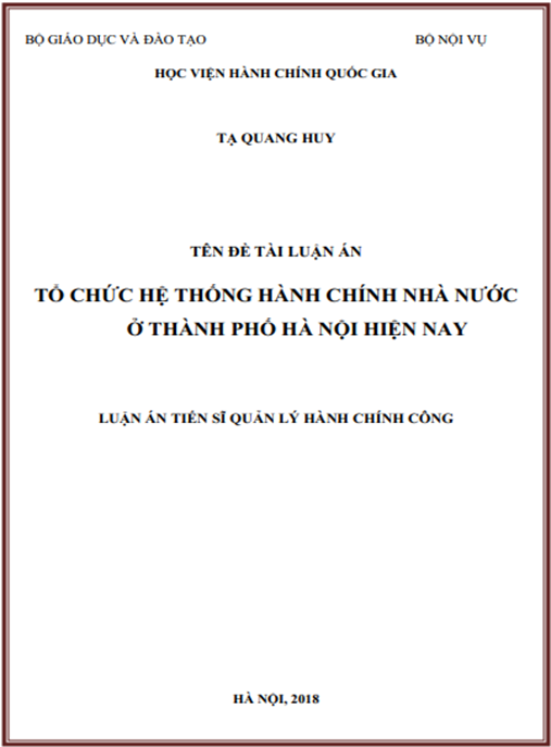 Luận án Tổ chức hệ thống hành chính nhà nước ở Thành phố Hà Nội hiện nay