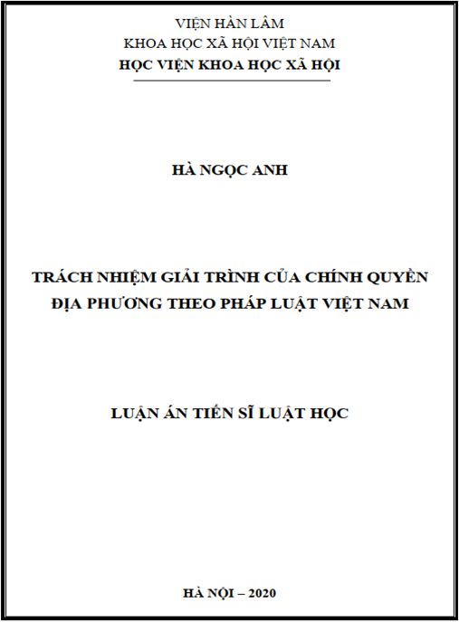 Luận án Trách nhiệm giải trình của chính quyền địa phương theo pháp luật Việt Nam