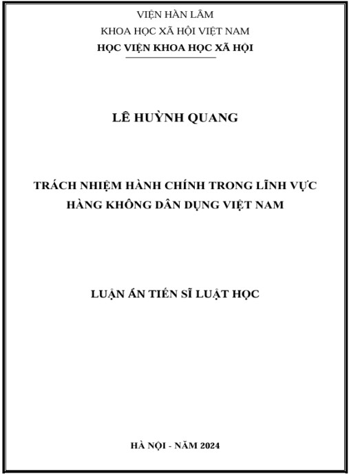Luận án Trách nhiệm hành chính trong lĩnh vực hàng không dân dụng Việt Nam