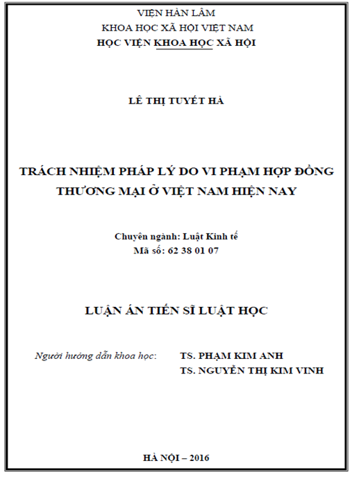 Luận án Trách nhiệm pháp lý do vi phạm hợp đồng thương mại Việt Nam hiện nay