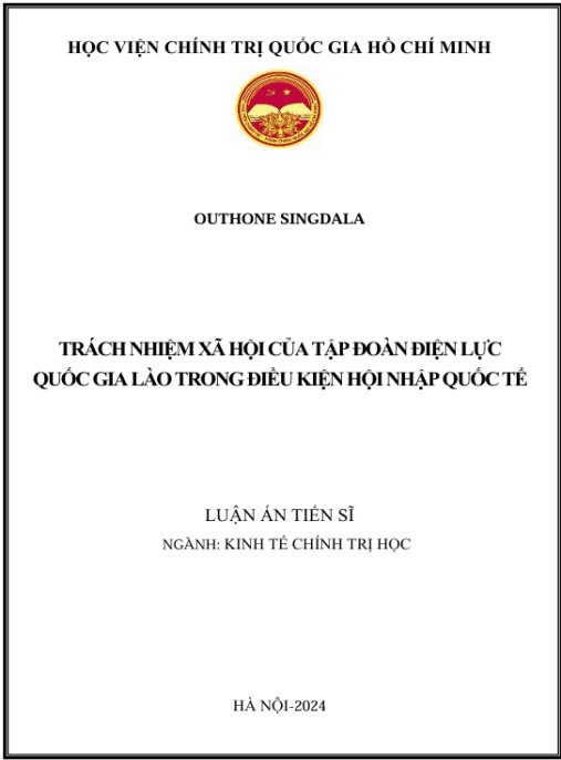 Luận án Trách nhiệm xã hội của Tập đoàn điện lực quốc gia Lào trong điều kiện hội nhập quốc tế