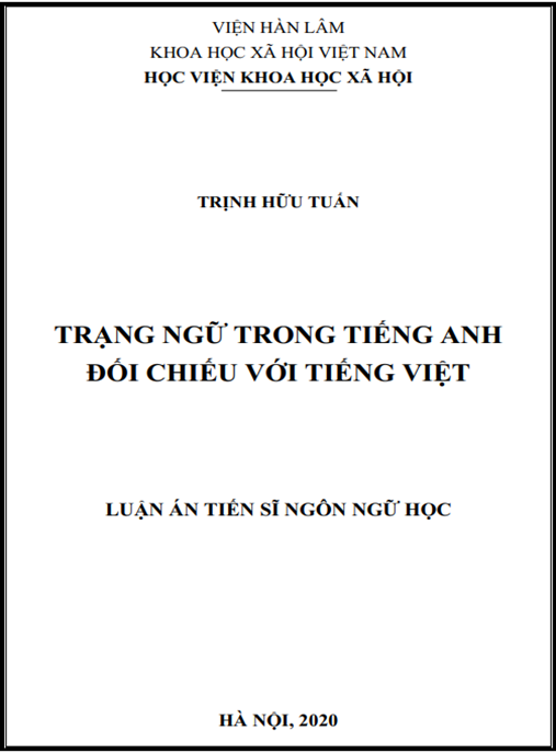 Luận án Trạng ngữ trong tiếng Anh đối chiếu với tiếng Việt