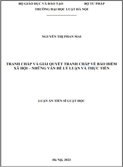 Luận án Tranh chấp và giải quyết tranh chấp về bảo hiểm xã hội –Những vấn đề lý luận và thực tiễn