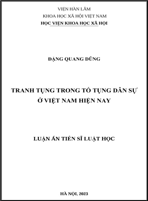 Luận án Tranh tụng trong tố tụng dân sự ở Việt Nam hiện nay