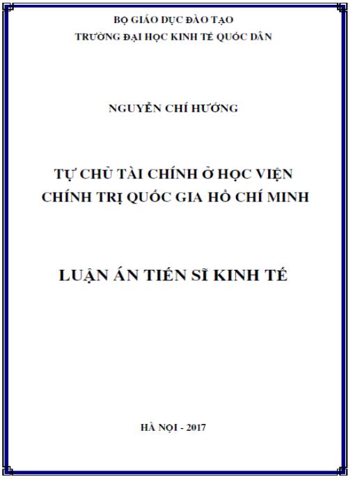 Luận án Tự chủ tài chính ở Học viện Chính trị Quốc gia Hồ Chí Minh