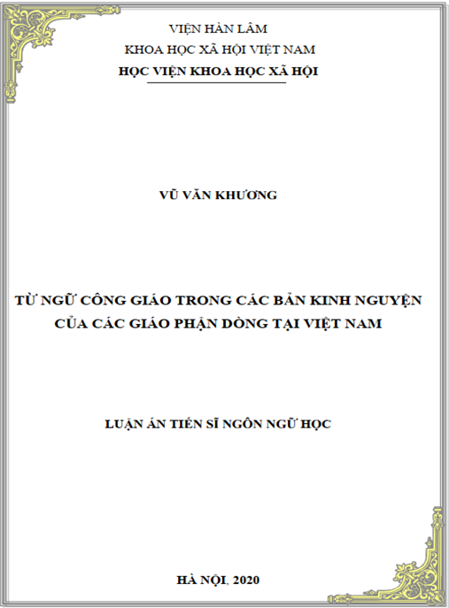 Luận án Từ ngữ Công giáo trong các bản kinh nguyện của các Giáo phận Dòng tại Việt Nam