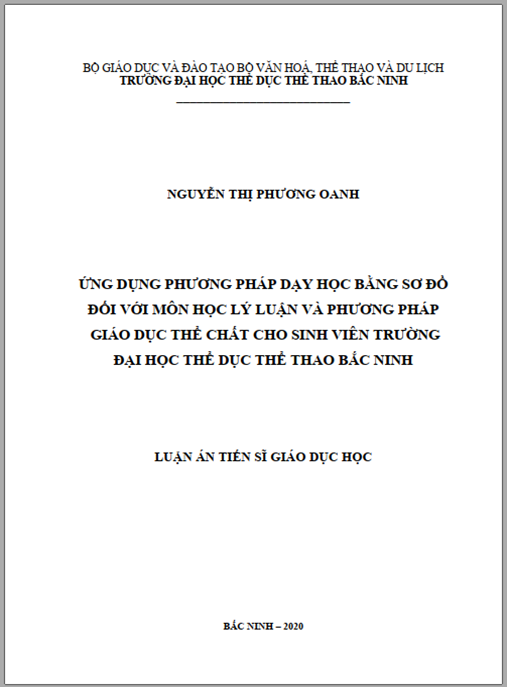 Luận án Ứng dụng phương pháp dạy học bằng sơ đồ đối với môn học Lý luận và phương pháp GDTC cho sinh viên Trường Đại học TDTT Bắc Ninh.