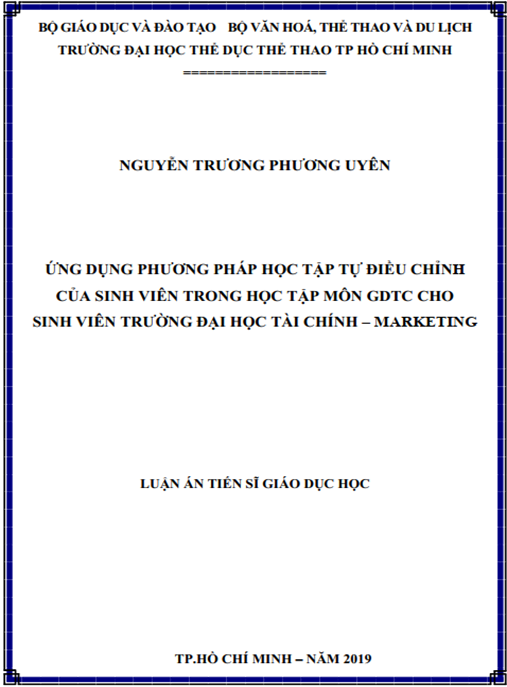 Luận án Ứng dụng phương pháp học tập tự điều chỉnh của sinh viên trong học tập môn GDTC cho sinh viên Trường Đại học Tài chính – Marketing