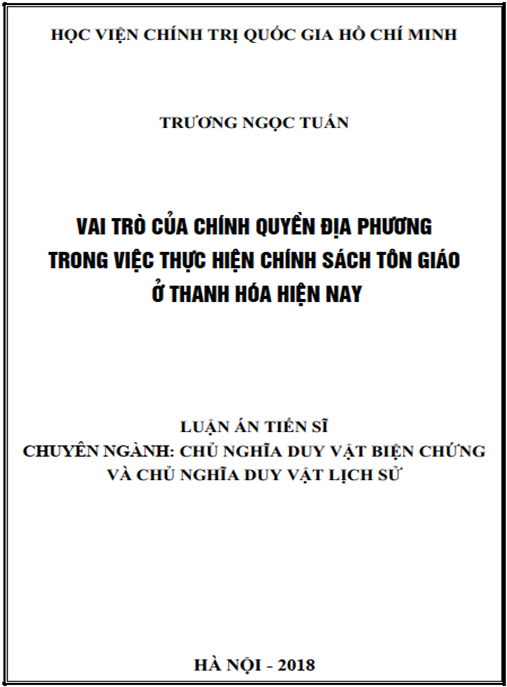 Luận án Vai trò của chính quyền địa phương trong việc thực hiện chính sách tôn giáo ở Thanh Hóa hiện nay
