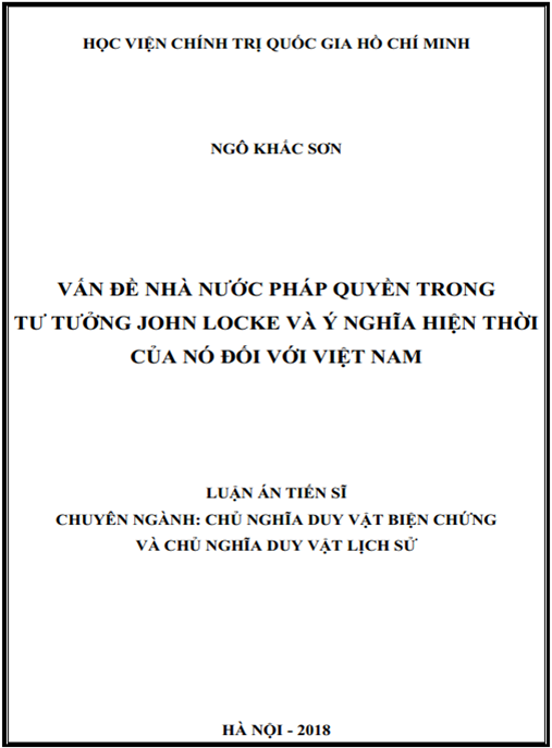 Luận án Vấn đề nhà nước pháp quyền trong tu tưởng John Locke và ý nghĩa hiện thời của nó đối với Việt Nam