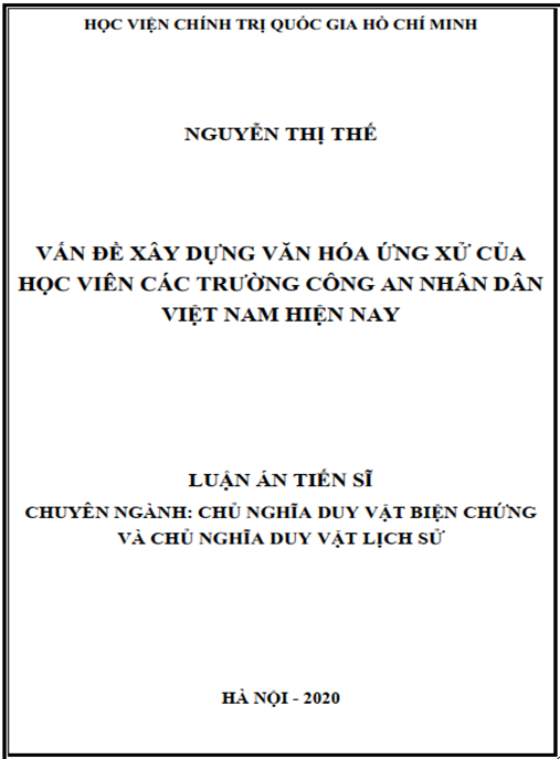 Luận án Vấn đề xây dựng văn hoá ứng xử của học viên các trường Công an nhân dân Việt Nam hiện nay