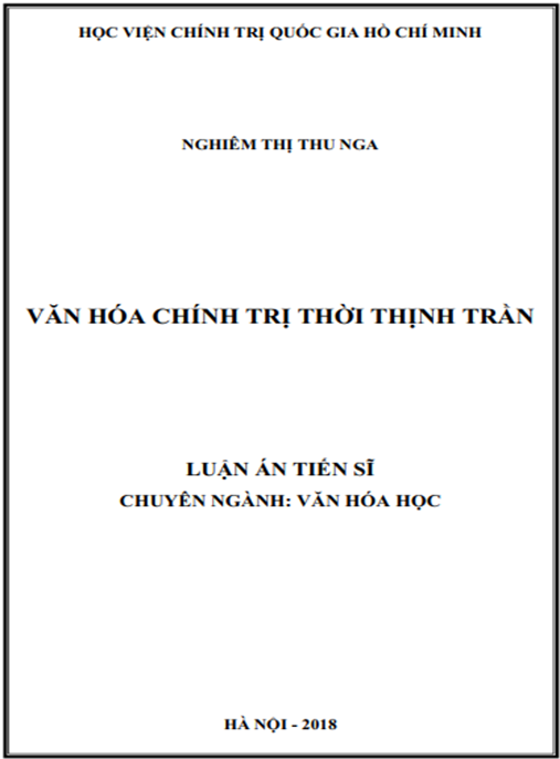 Luận án Văn hóa chính trị thời thịnh Trần