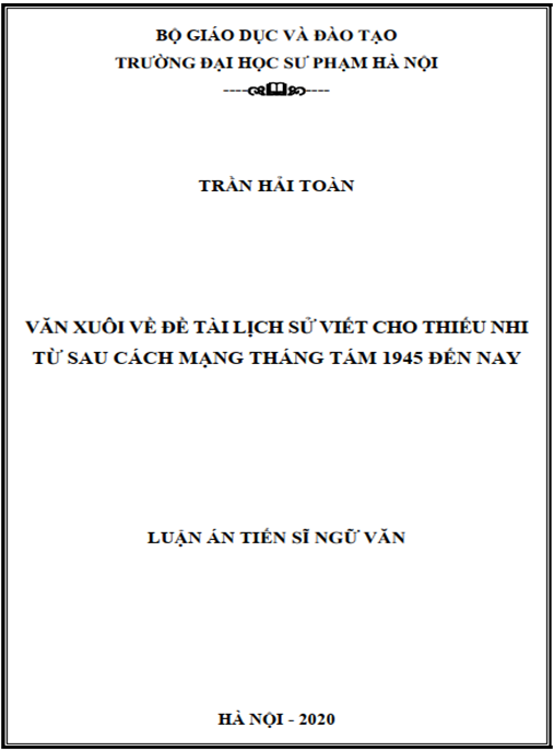 Luận án Văn xuôi về đề tài lịch sử viết cho thiếu nhi từ sau cách mạng tháng tám 1945 đến nay