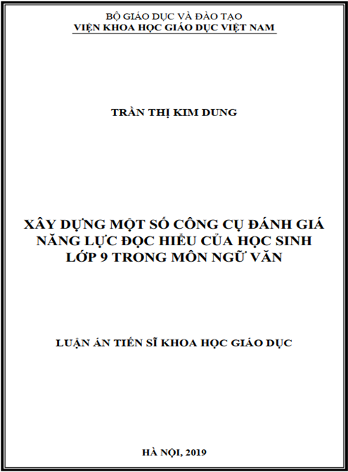 Luận án Xây dựng một số công cụ đánh giá năng lực đọc hiểu của học sinh lớp 9 trong môn Ngữ văn