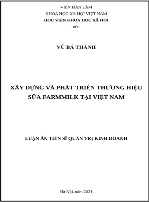 Luận án Xây dựng và phát triển thương hiệu sữa Farmmilk tại Việt Nam