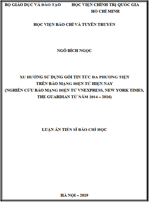 Luận án Xu hướng sử dụng gói tin tức đa phương tiện trên báo mạng điện tử (Nghiên cứu báo điện tử New York Times, The Guardian, VnExpress từ 2014 – 2016)