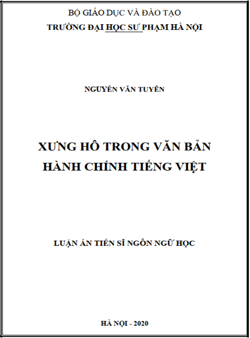 Luận án Xưng hô trong văn bản hành chính tiếng Việt