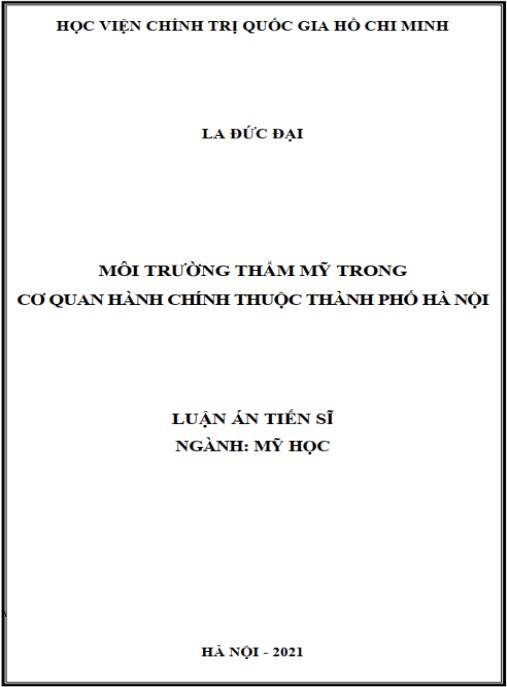 Luận án Môi trường thẩm mỹ trong cơ quan hành chính thành phố Hà Nội