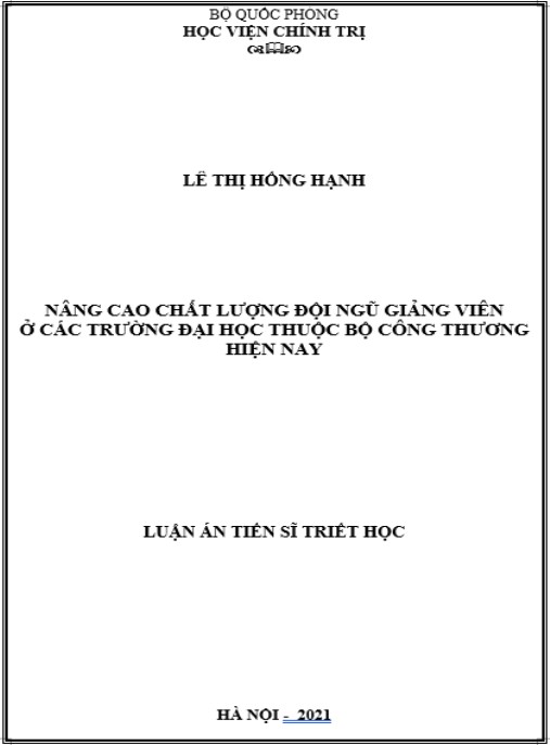Luận án Nâng cao chất lượng đội ngũ giảng viên ở các trường đại học thuộc Bộ Công Thương hiện nay