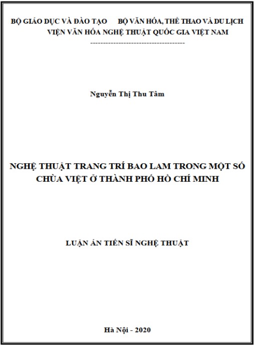 Luận án Nghệ thuật trang trí bao lam trong một số chùa Việt ở thành phố Hồ Chí Minh