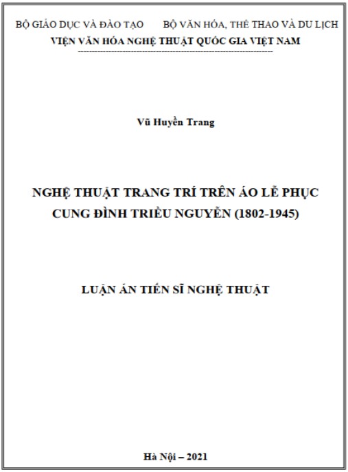Luận án Nghệ thuật trang trí trên áo lễ phục cung đình triều Nguyễn (1802 – 1945).