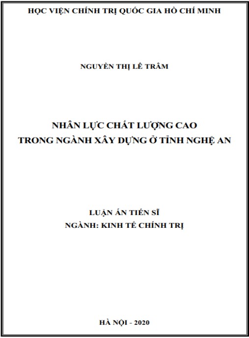 Luận án Nhân lực chất lượng cao trong ngành xây dựng ở tỉnh Nghệ An