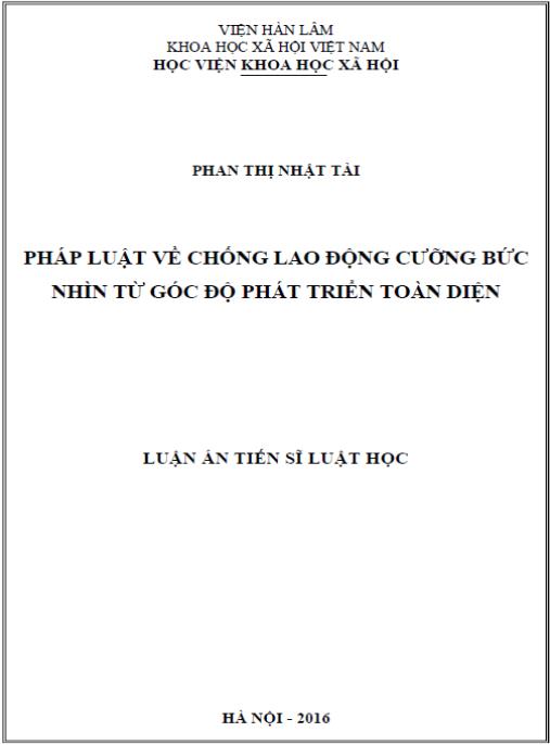 Luận án Pháp luật về chống lao động cưỡng bức nhìn từ góc độ phát triển toàn diện