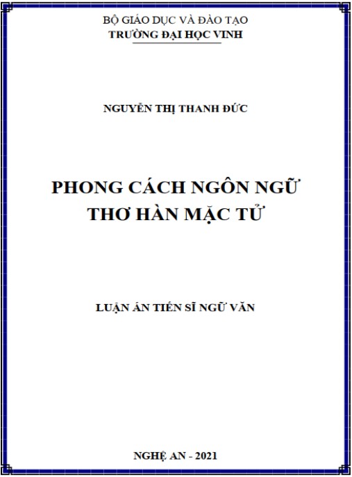 Luận án Phong cách ngôn ngữ thơ Hàn Mặc Tử