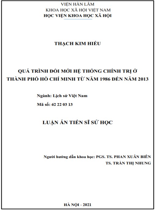 Luận án Quá trình đổi mới hệ thống chính trị ở thành phố Hồ Chí Minh
