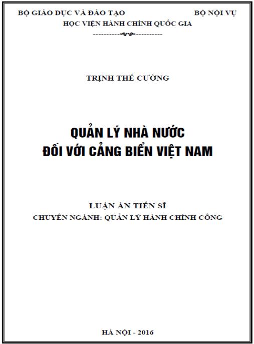 Luận án Quản lý nhà nước đối với cảng biển Việt Nam
