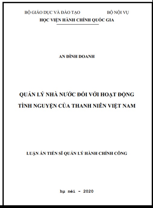 Luận án Quản lý nhà nước đối với hoạt động tình nguyện của thanh niên Việt Nam