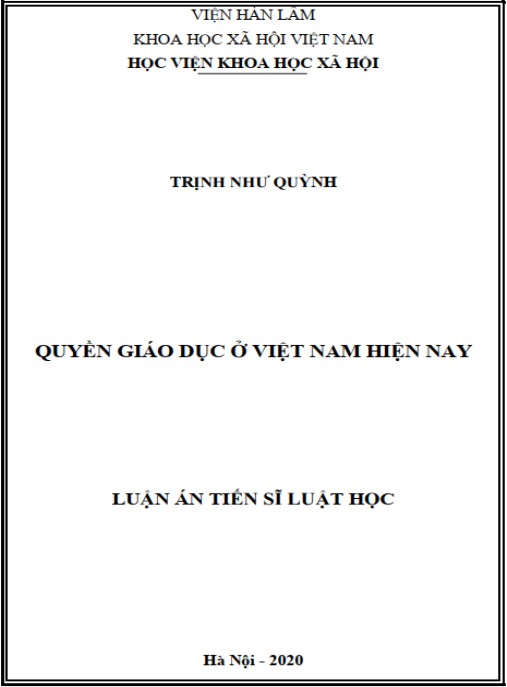 Luận án Quyền giáo dục ở Việt Nam hiện nay