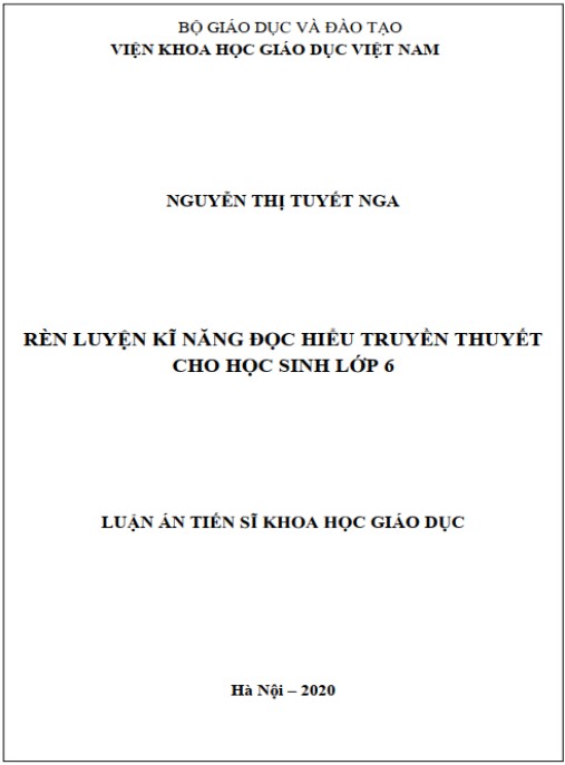 Luận án Rèn luyện kỹ năng đọc hiểu truyền thuyết cho học sinh lớp 6