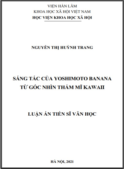 Luận án Sáng tác của Yoshimoto Banana từ góc nhìn thẩm mĩ Kawaii
