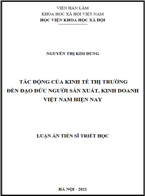 Luận án Tác động của kinh tế thị trường đến đạo đức người sản xuất – kinh doanh Việt Nam hiện nay