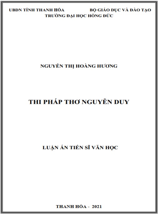 Luận án Thi pháp thơ Nguyễn Duy