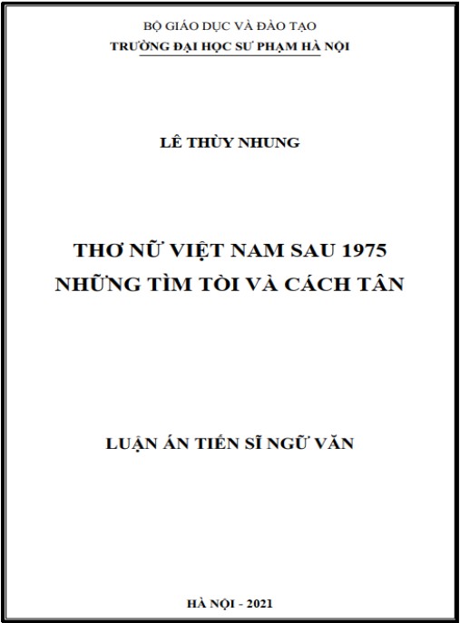 Luận án Thơ nữ Việt Nam sau 1975, những tìm tòi và cách tân