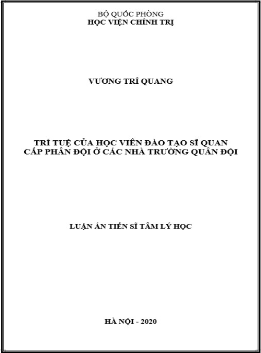 Luận án Trí tuệ của học viên đào tạo sĩ quan cấp phân đội ở các nhà trường quân đội