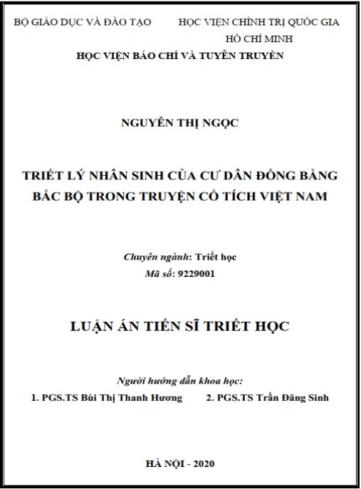 Luận án Triết lý nhân sinh của cư dân đồng bằng Bắc bộ trong truyện cổ tích Việt Nam