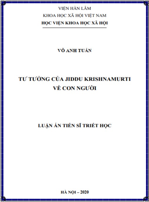 Luận án Tư tưởng của Jiddu Krishnamurti về con người