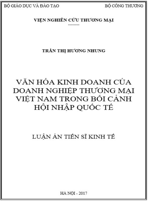 Luận án Văn hoá kinh doanh của doanh nghiệp thương mại Việt Nam trong bối cảnh hội nhập quốc tế