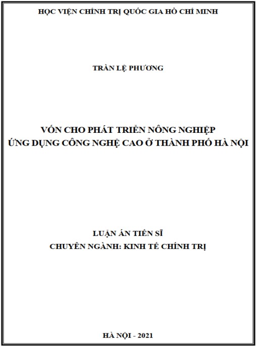 Luận án Vốn cho phát triển nông nghiệp ứng dụng công nghệ cao ở thành phố Hà Nội