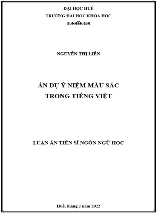 Luận án Ẩn dụ ý niệm màu sắc trong tiếng Việt