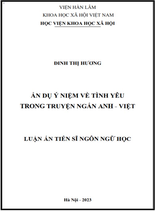 Luận án Ẩn dụ ý niệm về tình yêu trong truyện ngắn Anh – Việt