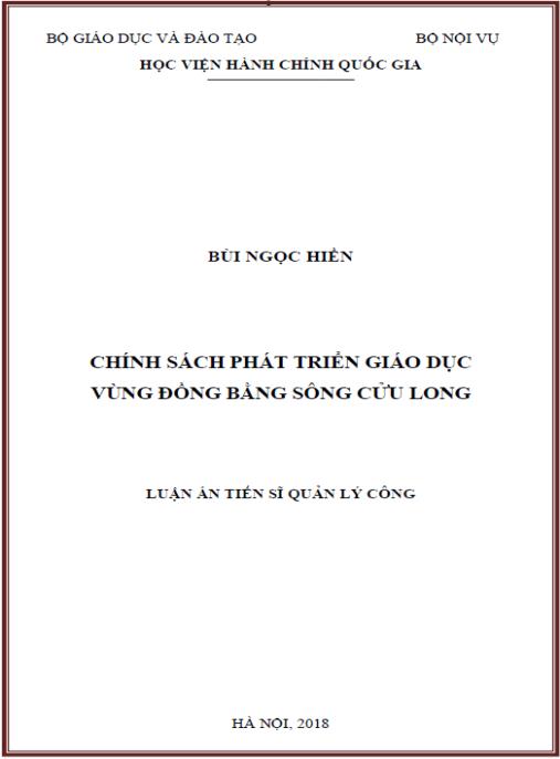 Luận án Chính sách phát triển giáo dục vùng Đồng bằng sông Cửu Long
