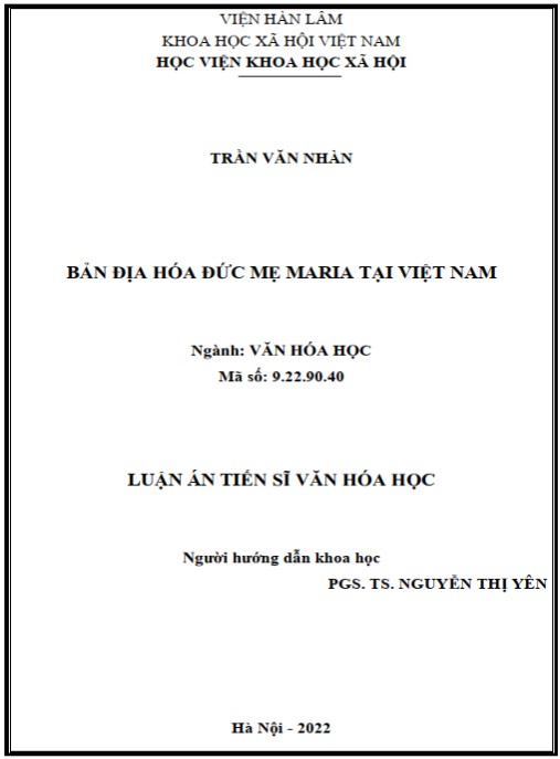 Luận án Bản địa hóa Đức Mẹ Maria tại Việt Nam