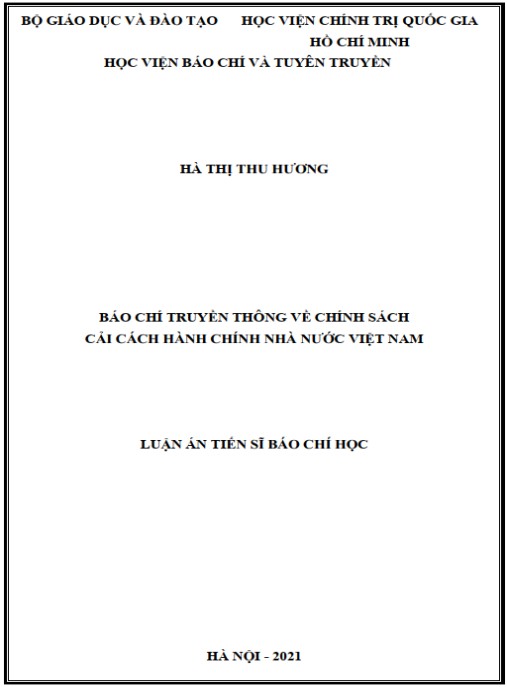 Luận án Báo chí truyền thông về chính sách cải cách hành chính nhà nước Việt Nam